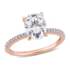 Promo 👍 Lab Created 2 ct. t.w. Moissanite and 1/10 ct. t.w. Diamond Oval Solitaire Engagement Ring in 14k Rose Gold by Belk & Co. ⌛