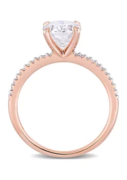 Promo 👍 Lab Created 2 ct. t.w. Moissanite and 1/10 ct. t.w. Diamond Oval Solitaire Engagement Ring in 14k Rose Gold by Belk & Co. ⌛ -DealsBelk & Co. Store Belk 19291