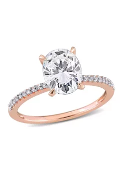 Promo 👍 Lab Created 2 ct. t.w. Moissanite and 1/10 ct. t.w. Diamond Oval Solitaire Engagement Ring in 14k Rose Gold by Belk & Co. ⌛ -DealsBelk & Co. Store Belk 19294