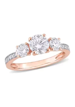 Wholesale 😍 1.37 ct. t.w. Created Moissanite 3-Stone Engagement Ring in 10k Rose Gold by Belk & Co. 🌟 -DealsBelk & Co. Store Belk 19299