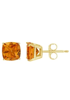 Coupon ๐ 14K Yellow Gold 6mm Cushion Citrine Stud Earrings by Belk & Co. ๐คฉ