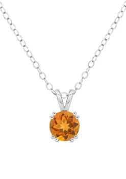 Flash Sale 🤩 Sterling Silver 7mm Round Citrine Pendant Necklace by Belk & Co. 👍