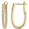 Best reviews of 👍 1/4 ct. t.w. Diamond Inside Outside Slender Hoop Earrings in 14K Yellow Gold by Belk & Co. 🤩