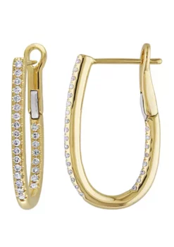 Best reviews of 👍 1/4 ct. t.w. Diamond Inside Outside Slender Hoop Earrings in 14K Yellow Gold by Belk & Co. 🤩