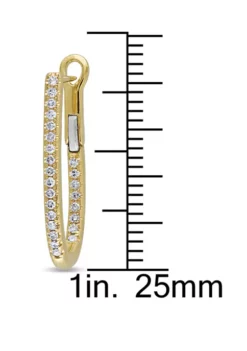 Best reviews of 👍 1/4 ct. t.w. Diamond Inside Outside Slender Hoop Earrings in 14K Yellow Gold by Belk & Co. 🤩 -DealsBelk & Co. Store Belk 19337