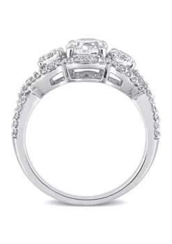 Promo ⭐ Lab Created 2.8 CT TGW Created White Sapphire and 1/3 CT TW Diamond Oval 3-Stone Ring in 10k White Gold by Belk & Co. 🔔 -DealsBelk & Co. Store Belk 19346