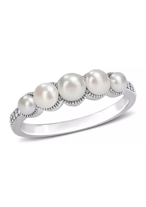 Cheapest 😀 3-4.5MM Cultured Freshwater Pearl and Diamond Accent Halo Five Stone Ring in 14k White Gold by Belk & Co. ⭐ 6 Cheapest 😀 3-4.5MM Cultured Freshwater Pearl and Diamond Accent Halo Five Stone Ring in 14k White Gold by Belk & Co. ⭐ - Image 6