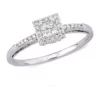 Discount 🔔 1/5 ct. t.w. Princess Cut Quad and Round Diamond Halo Engagement Ring in 10k White Gold by Belk & Co. 👍