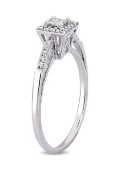 Discount 🔔 1/5 ct. t.w. Princess Cut Quad and Round Diamond Halo Engagement Ring in 10k White Gold by Belk & Co. 👍 -DealsBelk & Co. Store Belk 19356