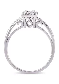 Discount 🔔 1/5 ct. t.w. Princess Cut Quad and Round Diamond Halo Engagement Ring in 10k White Gold by Belk & Co. 👍 -DealsBelk & Co. Store Belk 19358