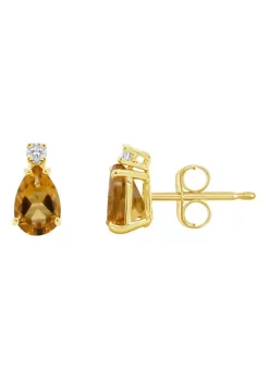 Best reviews of 🧨 14K Gold 6x4 Pear Shape Citrine Diamond Accent Earrings by Belk & Co. ⭐ -DealsBelk & Co. Store Belk 19378