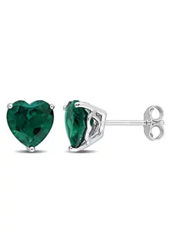 Flash Sale 🔥 Lab Created 3 CT TGW Heart Shape Created Emerald Stud Earrings in Sterling Silver by Belk & Co. ✔️ -DealsBelk & Co. Store Belk 19386
