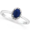 Hot Sale 👍 Sterling Silver 6x4mm Oval Sapphire Diamond Accent Halo Ring by Belk & Co. 🔔