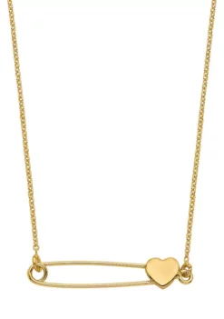 Hot Sale 🌟 14K Yellow Gold Safety Pin with Heart Necklace by Belk & Co. 🥰