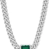 Flash Sale 🎉 Lab Created 7/8 CT TGW Created Emerald Chain Necklace in Sterling Silver by Belk & Co. 👍