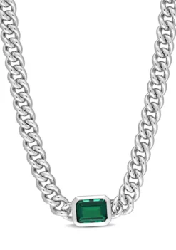 Flash Sale 🎉 Lab Created 7/8 CT TGW Created Emerald Chain Necklace in Sterling Silver by Belk & Co. 👍 -DealsBelk & Co. Store Belk 19422