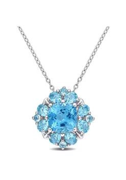 Discount ✨ 4.18 ct. t.g.w. Swiss Blue Topaz Pendant with Chain in Sterling Silver by Belk & Co. 🌟