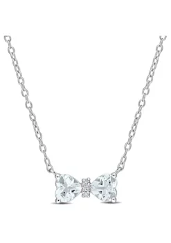 Promo ๐ 3/4 ct. t.g.w. Aquamarine and 1/10 ct. t.w. Diamond Necklace in Sterling Silver by Belk & Co. ๐