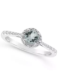 Coupon 👏 Sterling Silver 5mm Round Aquamarine Diamond Accent Halo Ring by Belk & Co. ✔️ -DealsBelk & Co. Store Belk 19442