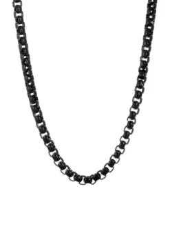 Outlet 🔥 Stainless Steel 7 Millimeter Round Box Chain Necklace with Black Ion Plating and Push Lock, 22 Inch by Belk & Co. 😍 -DealsBelk & Co. Store Belk 19445