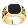 Coupon ❤️ Men's Onyx Cushion on Center Ring in 10K Yellow Gold by Belk & Co. 🎉
