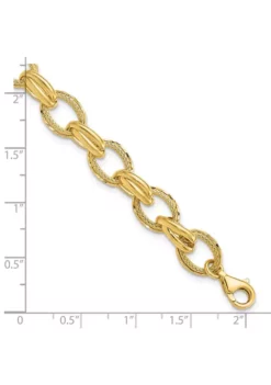Best reviews of 🔥 14K Yellow Gold Polished and Textured Fancy Link Bracelet by Belk & Co. ✨ -DealsBelk & Co. Store Belk 19457