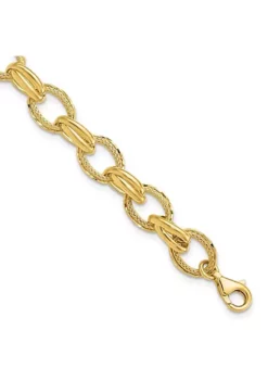 Best reviews of 🔥 14K Yellow Gold Polished and Textured Fancy Link Bracelet by Belk & Co. ✨ -DealsBelk & Co. Store Belk 19458