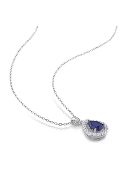 Best deal ⌛ Lab Created 3-Piece Set of 7.1 ct. t.g.w. Created Blue and Created White Sapphire Teardrop Halo Pendant with Chain, Stud Earrings and Ring in Sterling Silver by Belk & Co. 👏 -DealsBelk & Co. Store Belk 19485