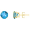 Wholesale ❤️ 14K Yellow Gold 7mm Round Blue Topaz Stud Earrings by Belk & Co. ❤️