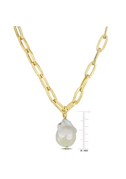 Outlet 🥰 13-14MM Freshwater Cultured Pearl 5MM Oval Link Necklace in 18K Yellow Gold Plated Sterling Silver by Belk & Co. 👏 7 Outlet 🥰 13-14MM Freshwater Cultured Pearl 5MM Oval Link Necklace in 18K Yellow Gold Plated Sterling Silver by Belk & Co. 👏 -DealsBelk & Co. Store Belk 19493