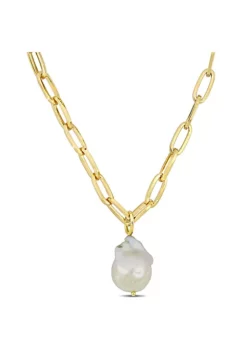 Outlet 🥰 13-14MM Freshwater Cultured Pearl 5MM Oval Link Necklace in 18K Yellow Gold Plated Sterling Silver by Belk & Co. 👏 9 Outlet 🥰 13-14MM Freshwater Cultured Pearl 5MM Oval Link Necklace in 18K Yellow Gold Plated Sterling Silver by Belk & Co. 👏 -DealsBelk & Co. Store Belk 19495