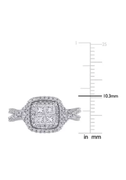 Best deal 🤩 1 ct. t.w. Diamond Princess-Cut Quad Infinity Halo Engagement Ring in 10k White Gold by Belk & Co. ⭐ -DealsBelk & Co. Store Belk 19507