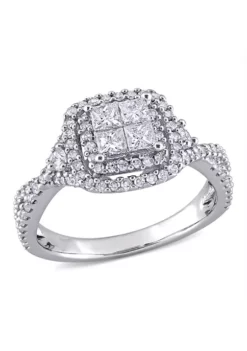 Best deal 🤩 1 ct. t.w. Diamond Princess-Cut Quad Infinity Halo Engagement Ring in 10k White Gold by Belk & Co. ⭐ -DealsBelk & Co. Store Belk 19509