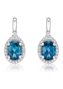 Hot Sale 🎉 2 ct. t.w. London Blue Topaz and 1/4 ct. t.w. Diamond Earrings in 10K White Gold by Belk & Co. 🌟 -DealsBelk & Co. Store Belk 19531