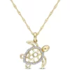 Best Sale 🛒 Diamond Accent Sea Turtle Pendant with Chain in 10K Yellow Gold by Belk & Co. 😉