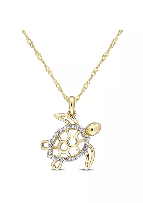 Best Sale 🛒 Diamond Accent Sea Turtle Pendant with Chain in 10K Yellow Gold by Belk & Co. 😉 1 Best Sale 🛒 Diamond Accent Sea Turtle Pendant with Chain in 10K Yellow Gold by Belk & Co. 😉