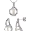 Flash Sale ✔️ 2-Pc Set of 9 - 9.5 MM Cultured Freshwater Pearl and 1/10 CT TW Diamond Twist Stud Earrings and Pendant With Chain in Sterling Silver by Belk & Co. 🧨