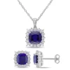 Brand new 🔥 Lab Created 2-Piece Set of 8.60 ct. t.g.w. Created Blue Sapphire, Created White Sapphire and Diamond Accent Earrings and Pendant with Chain in Sterling Silver by Belk & Co. 👍