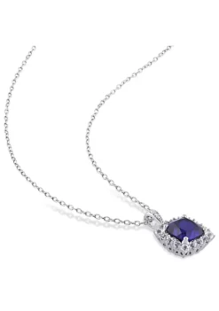 Brand new 🔥 Lab Created 2-Piece Set of 8.60 ct. t.g.w. Created Blue Sapphire, Created White Sapphire and Diamond Accent Earrings and Pendant with Chain in Sterling Silver by Belk & Co. 👍 -DealsBelk & Co. Store Belk 19551