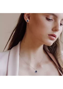 Brand new 🔥 Lab Created 2-Piece Set of 8.60 ct. t.g.w. Created Blue Sapphire, Created White Sapphire and Diamond Accent Earrings and Pendant with Chain in Sterling Silver by Belk & Co. 👍 -DealsBelk & Co. Store Belk 19552