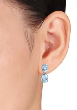 New ⌛ 12.625 ct. t.w. Blue Topaz Oval Dangle Earrings in Sterling Silver by Belk & Co. 🤩 -DealsBelk & Co. Store Belk 19555