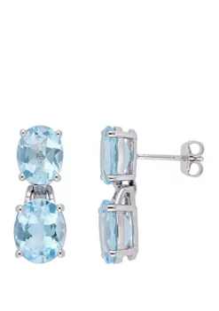 New ⌛ 12.625 ct. t.w. Blue Topaz Oval Dangle Earrings in Sterling Silver by Belk & Co. 🤩 -DealsBelk & Co. Store Belk 19556