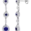 Brand new 🎉 Lab Created 3.72 ct. t.g.w. Created Blue and White Sapphire Dangle Flower Earrings in Sterling Silver by Belk & Co. 🔔