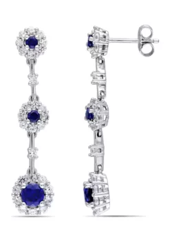 Brand new 🎉 Lab Created 3.72 ct. t.g.w. Created Blue and White Sapphire Dangle Flower Earrings in Sterling Silver by Belk & Co. 🔔