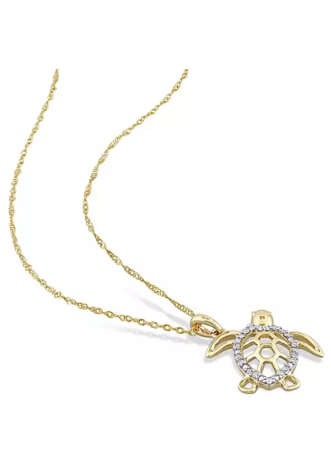 Best Sale 🛒 Diamond Accent Sea Turtle Pendant with Chain in 10K Yellow Gold by Belk & Co. 😉 4 Best Sale 🛒 Diamond Accent Sea Turtle Pendant with Chain in 10K Yellow Gold by Belk & Co. 😉 - Image 4