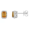 Best reviews of 🧨 Sterling Silver 6x4mm Emerald Cut Citrine Diamond Accent Halo Stud Earrings by Belk & Co. 🤩