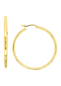 Flash Sale 🛒 2 mm x 40 mm Round Tube Hoop Earrings in Gold Over Sterling Silver by Belk & Co. ✨