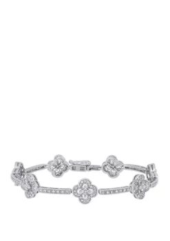 Flash Sale 🛒 2 ct. t.w. Diamond Station Floral Link Bracelet in Sterling Silver by Belk & Co. ✨