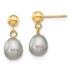 Outlet 🛒 14K Yellow Gold 6-7mm Grey Rice Freshwater Cultured Pearl Dangle Post Earrings by Belk & Co. 👍