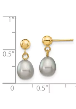 Outlet 🛒 14K Yellow Gold 6-7mm Grey Rice Freshwater Cultured Pearl Dangle Post Earrings by Belk & Co. 👍 -DealsBelk & Co. Store Belk 19640